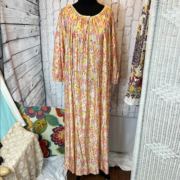 Other - VTG 70’s Floral Long Sleeve Night Gown M